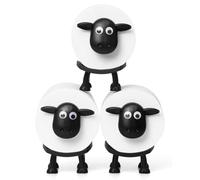 rflaueo 3pcs Sheep Toilet Roll Holder Small Animal Novelty Loo Roll Holders Black Sheep Toilet-Roll Holder Set(U350-3)