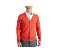 Rfmfkkg Men's Knitting Cashmere Wool Cardigan Outerwear V Collar Solid Color Keep Warm Cardigan Orange red XXXL