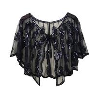 Rfmfkkg Vintage Women Shawl 1920S Sequin Beaded Flapper Cape Evening Wrap Shrug Cover Up Black Shawl One Size