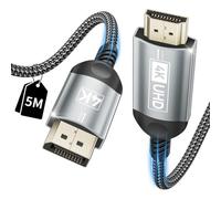 RFNAYK 4K DisplayPort to HDMI Cable 2m, Unidirectional Braided DP to HDMI | DP to HDMI Male Lead UHD Cable, Uni-Directional for Monitor, Projector, HDTV, Dell, HP, AMD, NVIDIA, Alu Shell, Nylon Braided