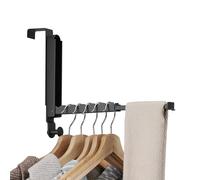 RFOUO Clothes Drying Rack Foldable Fit Door up to 37mm Optimal 1pc,Over The Door Hanger with Retractable Rod,Over The Door Hanger Hooks for Laundry Bathroom Bedroom Travel Hangers(Black, 1 Pack)