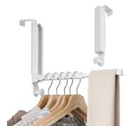 RFOUO Clothes Drying Rack Foldable Fit Door up to 37mm Optimal 2pc,Over The Door Hanger with Retractable Rod,Over The Door Hanger Hooks for Laundry Bathroom Bedroom Travel Hangers(White, 2 Pack)