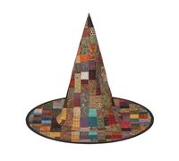 RFRZYGYBC African Style Patchwork Print Halloween Cone Witch Hat Cosplay For Women Wizards Hat Masquerade Halloween Party Accessories 2 Pcs