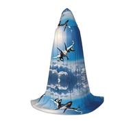 RFRZYGYBC Aircraft Fighter Jets Printed 35-55 inch Long Hooded Cloak Halloween Party for Teenagers, Carnival Costume Coats Halloween Hooded Cloak for Cosplay