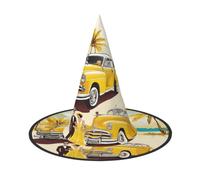 RFRZYGYBC Island Of Cuba Print Halloween Cone Witch Hat Cosplay For Women Wizards Hat Masquerade Halloween Party Accessories 1 Pc