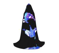 RFRZYGYBC Orca Killer Whale Printed 35-55 inch Long Hooded Cloak Halloween Party for Teenagers, Carnival Costume Coats Halloween Hooded Cloak for Cosplay