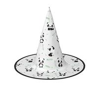 RFRZYGYBC Panda Bamboo Print Halloween Cone Witch Hat Cosplay For Women Wizards Hat Masquerade Halloween Party Accessories 2 Pcs