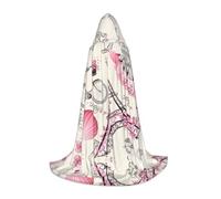 RFRZYGYBC Romantic Paris Tower bicycle Printed 35-55 inch Long Hooded Cloak Halloween Party for Teenagers, Carnival Costume Coats Halloween Hooded Cloak for Cosplay