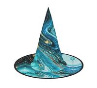 RFRZYGYBC Stone Blue Gold Marble Print Halloween Cone Witch Hat Cosplay For Women Wizards Hat Masquerade Halloween Party Accessories