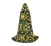 RFRZYGYBC Yellow Lemon Printed 35-55 inch Long Hooded Cloak Halloween Party for Teenagers, Carnival Costume Coats Halloween Hooded Cloak for Cosplay