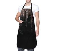 RFSHOP Aprons For Men Women,Aprons With Pockets,Luxury Glitter Fringe Black Rose Gold Sparkly Printed Aprons For Adults Waterproof Painte