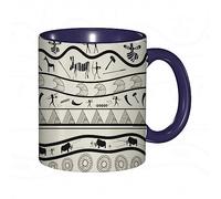 RFSHOP Coffee Mug African Graffiti Style Cave Painting Hunting Story Folklore Beige Black Print 11Oz Ceramic Tea Cup with Handle for Home Office Christmas Birthday