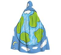 RFSHOP Halloween Cloak with Hooded,for Unisex Adult Witch Costume Cosplay Capes Earth Print_14