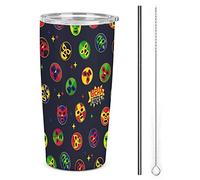 RFSHOP Mexican Lucha Libre Wrestling Travel Mug Thermal Stainless Steel with Lid Leakproof Coffee Cup for Outdoor Activities, Office Use 590ml
