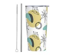 RFSHOP Modern Mid Century Stainless Steel Coffee Cup, Portable Eco-Friendly Travel Mug, Reusable, Insulated, Leak-Proof Easy to Clean, 590ml