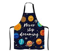 RFSHOP Never Stop Dreaming, motivational Quote, Outer Space Apron, Cute Planets and Star Cluster Solar System Moon and Comets Sun Cosmos