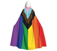 RFSHOP Rainbow Flag Gay Pride Halloween Cloak Tunic Hooded Robe Cloak for Halloween Christmas Cosplay Costume Hooded Cloak Hooded Cape for Mens Women