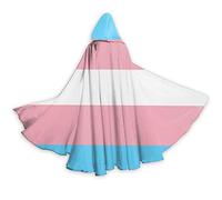 RFSHOP Transgender Pride Flag LGBT Halloween Cloak Fancy Hooded Cape with Drawstring Adult Cool Witch Robe Extra Long 59"" Party Cape Black Cloak_#880