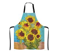 RFSHOP Van Gogh Apron, Oil Painting Sunflower Unisex Kitchen Bib with Adjustable Neck for Cooking Gardening,Adult Size