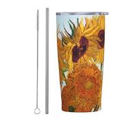 RFSHOP Van Gogh Sunflower 590ml Travel Mug Thermal Stainless Steel with Lid Leakproof Coffee Cup for Hot & Cold Drinks