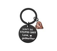 RFTWXHPN Funny Gifts Keychains for Goddaughter Keychain from Godmother Don't Do Stupid Sht Key Chains for God Daughter Christmas Birthday Gifts for Girls New Drivers License Gift, Keychain, S