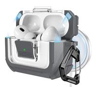 RFUNGUANGO Compatible AirPods Pro 2nd/1st Generation Protective Case with Cleaning Kit, Magsafe Compatible, Magnetic Auto-Lock for iPod Pro Charging Case (USB-C/Lightning Cable)-Gray