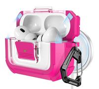 RFUNGUANGO Compatible AirPods Pro 2nd/1st Generation Protective Case with Cleaning Kit, Magsafe Compatible, Magnetic Auto-Lock for iPod Pro Charging Case (USB-C/Lightning Cable)-Rose Red