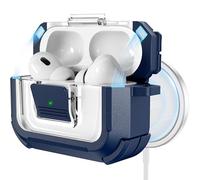 RFUNGUANGO Compatible AirPods Pro 2nd/1st Generation Protective Case with Cleaning Kit, Magsafe Compatible, Magnetic Auto-Lock for iPod Pro Charging Case (USB-C/Lightning Cable)-Blue