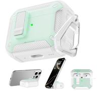 RFUNGUANGO Compatible AirPods Pro 2nd Generation / 1st Generation Protective Case with Phone Holder and Compatible Back Magnetic Suction Function, Suitable for AirPods Pro 2 Case, White + mint green