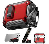 RFUNGUANGO Compatible AirPods Pro 2nd Generation / 1st Generation Protective Case with Phone Holder and Compatible Back Magnetic Suction Function, Suitable for AirPods Pro 2 Case, Red