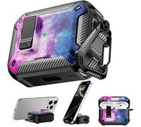 RFUNGUANGO Compatible AirPods Pro 2nd Generation / 1st Generation Protective Case with Phone Holder and Compatible Back Magnetic Suction Function, Suitable for AirPods Pro 2 Case, Black+Starry Sky