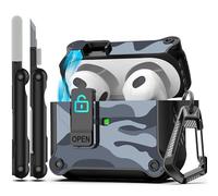 RFUNGUANGO Compatible with Airpods 3rd Generation Case with Cleaning Kit, Secure Closure Clip, Full Body Shockproof Compatible with Apple AirPod 3rd Generation 2021,Grey camouflage