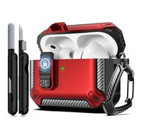 RFUNGUANGO for AirPods Pro 3rd Generation Protective Case with Cleaning Kit, Military Hard Case with Lock for AirPod Pro 3rd Generation Charging Case (2025) Red