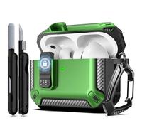RFUNGUANGO for AirPods Pro 3rd Generation Protective Case with Cleaning Kit, Military Hard Case with Lock for AirPod Pro 3rd Generation Charging Case (2025) Green