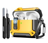RFUNGUANGO for AirPods Pro 3rd Generation Protective Case with Cleaning Kit, Military Hard Case with Lock for AirPod Pro 3rd Generation Charging Case (2025) Yellow