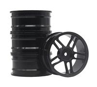 RFVBG 4 Pcs 1 Set Aluminum Alloy Metal Whee Rim, for HPI, for HSP, RC Model 1:10 On-Road Racing Car, for HSP, 94123/94122/94103 D4/D3/CS 106 All Rc Car Tyre(Black)