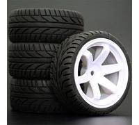 RFVBG 4pcs 1/10 On-Road Car Tires 26 * 64MM ABS Wheel Rim Rubber Tyre 702, for HSP, for Tamiya, for HPI, for Kyosho, 94122 94123 D3 D4 Tt02 Rc Car Tyre(702-8002)