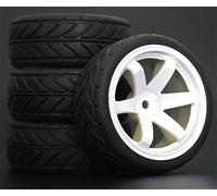 RFVBG 4pcs 1/10 On-Road Car Tires 26 * 64MM ABS Wheel Rim Rubber Tyre 702, for HSP, for Tamiya, for HPI, for Kyosho, 94122 94123 D3 D4 Tt02 Rc Car Tyre(702-6086)