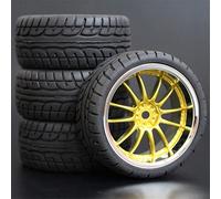 RFVBG 4pcs 1/10 On-Road Car Tires 26 * 64MM ABS Wheel Rim Rubber Tyre 9003, for HSP, for Tamiya, for HPI, for Kyosho, for Sakura, 94122 94123 D3 D4 Tt02 Rc Car Tyre(9003-8003)