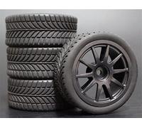 RFVBG 4pcs 1/10 On-Road Car Tires 26 * 64MM ABS Wheel Rim Rubber Tyre 910, for HSP, for Tamiya, for HPI, for Kyosho, 94122 94123 D3 D4 Tt02 Rc Car Tyre(910B-6085)