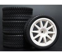 RFVBG 4pcs 1/10 On-Road Car Tires 26 * 64MM ABS Wheel Rim Rubber Tyre 910, for HSP, for Tamiya, for HPI, for Kyosho, 94122 94123 D3 D4 Tt02 Rc Car Tyre(910W -6085)