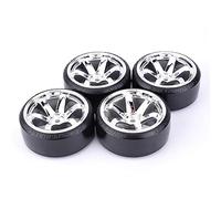 RFVBG 4PCS 1/10 RC Drift Cars Hot Wheel Hub Hard Pattern Tyre 1: 10, for, for Traxxas, for HSP, for HPI, for Sakura, TT01, for, for Tamiya, RC Drift Car Accessories Rc Car Tyre(Silver)