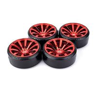 RFVBG 4PCS 1/10 RC Drift Cars Hot Wheel Hub Hard Pattern Tyre 1: 10, for, for Traxxas, for HSP, for HPI, for Sakura, TT01, for, for Tamiya, RC Drift Car Accessories Rc Car Tyre(Red)