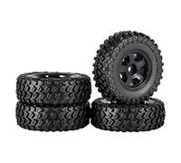 RFVBG 4PCS 49 * 18mm Micro Wheel Metal Beadlock Rims Rubber Tires 1/24 RC Crawler Car, for Axial, SCX24 90081 AXI90081 AXI00001 Deadbolt Rc Car Tyre(2402BK black)