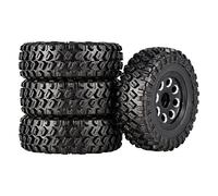 RFVBG 4PCS 49 * 18mm Micro Wheel Metal Beadlock Rims Rubber Tires 1/24 RC Crawler Car, for Axial, SCX24 90081 AXI90081 AXI00001 Deadbolt Rc Car Tyre(2404BK black)