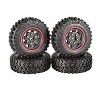 RFVBG 4PCS Micro Wheel Beadlock Rims Rubber Tires 49 * 18mm 1/24 RC Crawler Car, for Axial, SCX24 90081, for RGT Rc Car Tyre(2401R red)