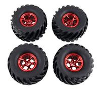 RFVBG 4Pcs RC 1:10, for Monster, Truck Rubber Tires Tyre+ABS Wheel Rim 0703-3003, for HPI, for HSP, Rc Car Tyre(Red)
