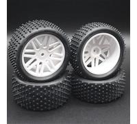 RFVBG 4PCS RC 1/10 Scale Off-Road Car Tires Tyre And Wheels, for HSP, 94166/94107/94106 66020 Rc Car Tyre(White)