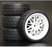 RFVBG 4pcs RC Tyres 1/10 ABS Wheels 26mm Foam Insert On Road Car, for HSP, for HPI, Replacement Parts 1012 Rc Car Tyre(1008W-6083)