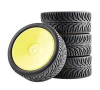 RFVBG 4PCS Rubber RC Racing Tires Car On Road Wheel Rim, for HSP, for HPI, 901 ALL 1/10, for HSP, 94123/94122/94103/D4/D3 Rc Car Tyre(901Y-8007)